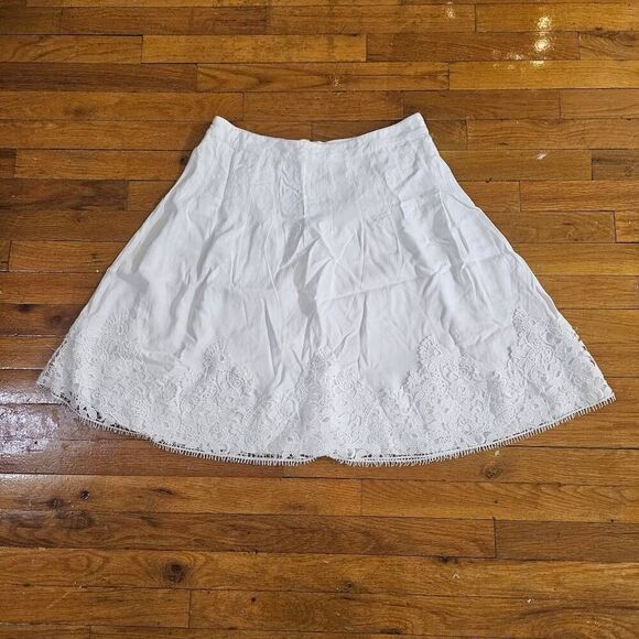 Karl Lagerfeld A Line Embroidered Skirt Size 10 White - Picture 1 of 8